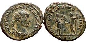 Diocletian (284-294 AD). Antoninianus. Obverse: IMP C C VAL DIOCLETIANVS AVG Bust of Diocletian, radiate, draped, right. Reverse: IOV ET HERCV CONSER ...