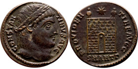 Constantine I The Great (306 - 337 AD). Follis. Obv.: CONSTANTINVS AVG, Laureate head of Constantine right. Rev.: PROVIDENTIA AVGG, Campgate

19mm 3...