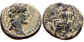 Antoninus Pius (138-161) bronze. Obverse: Bust of Emperor. Reverse: Zupiter sittin on Throne, holdin scepter

24mm 10.43g