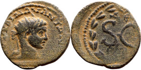 Elagabalus (218-222) Syria: Antioch, bronze. Obverse: Bust of Emperor. Reverse: Large S C

19mm 4.87g