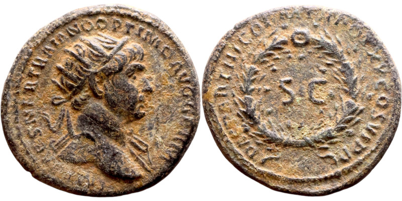Trajan (98 – 117) Syria, Antioch. Obverse: Bust of Emperor. Reverse: Large S C
...