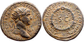 Trajan (98 – 117) Syria, Antioch. Obverse: Bust of Emperor. Reverse: Large S C

19mm 3.57g