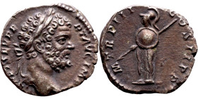 Septimus Severus (193-211) Denarius .Obverse: Bust of emperor. Reverse: Standing Athena holding Schield and spear

17mm 3.31g