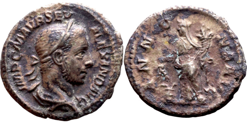 Alexander Severus (222-235) Denarius. Obverse: Bust of emperor. Reverse: ANNONA ...