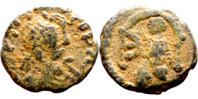 Justin I (518-527) Pentanummium. Obverse: D N IVSTINVS P P AVG, diademed, draped, and cuirassed bust right Reverse: Large E. Tyche figure

13mm 1.74...