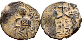 Seljuk (1037–1157, bronze coin in roman style. Obverse: Bust. Reverse: Arabicc inscription

22mm 3.93g