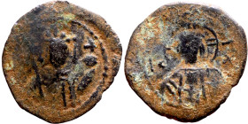 Manuel I, AE Tetarteron. 1143-1181 AD. Constantinople. MP-ΘV to left and right of Mary, nimbate, bust facing, both hands raised ("orans") / MANVHΛ ΔEC...