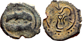 Seljuk (1037–1157) bronze coin. Obverse: Arabic inscription. Reverse: Arabic inscription

18mm 1.43g