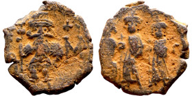 Heraclius and Hercalius. Constantine (610-641) Follis. Obverse: Heraclius on left, Heraclius Constaninte on right, . Reverse: ANNO, Large M, cross abo...
