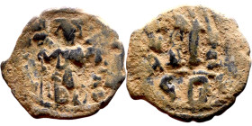 Constans II (641-668) Follis. Obverse: Imperial figure holding cross and globus Reverse: m and inscription

24mm 4.60g
