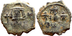 Constans II (641-668) Family Follis.. Obverse: No inscription Constans bust. Reverse: M between Heraclius, Constantine IV, Tiberius

22mm 3.94g