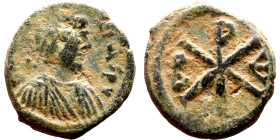 Justin I (518-527) Pentanummium. Obverse: :D N IVSTINVS PP AVG, diademed, draped, and cuirassed bust right Reverse: CHI-RO

13mm 2.02g
