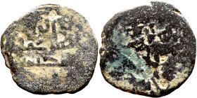 Seljuk (1037–1157) Bronze coins. Obverse: Arabic inscription. Reverse: Arabic inscription

24mm 4.57g

Artificial sand patina