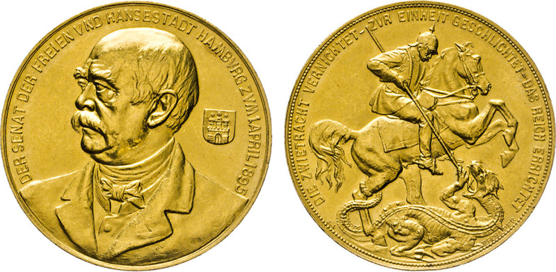 Hamburgische Prägungen in Gold. Portugaleser zu 100 Mark 1895 (von Fritz Schaper...