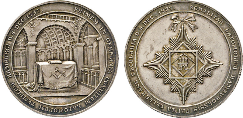 HAMBURGISCHE MEDAILLEN DES 17. BIS 20. JAHRHUNDERTS. Silbermedaille 1837 (v. Als...