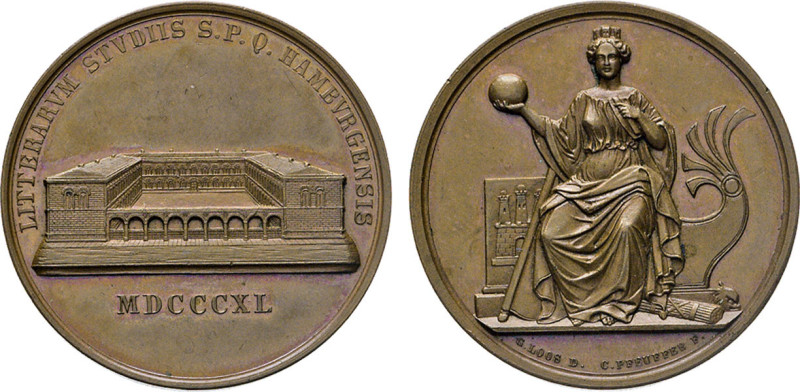 HAMBURGISCHE MEDAILLEN DES 17. BIS 20. JAHRHUNDERTS. Bronzemedaille 1840 (v. Pfe...
