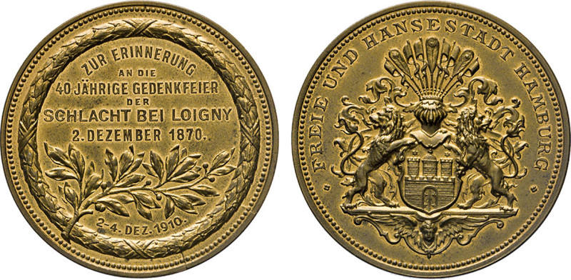 HAMBURGISCHE MEDAILLEN DES 17. BIS 20. JAHRHUNDERTS. Goldbronzemedaille 1910 (un...