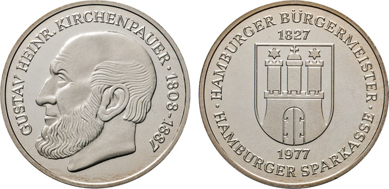 Lots Hamburgischer Medaillen. Satz von sieben Feinsilbermedaillen auf Bürgermeis...