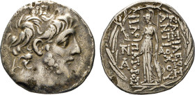 GRIECHEN. SELEUKIDEN. Antiochos IX. Kyzikenos, 114–95 v. Chr. Tetradrachme, 1. Regierungszeit 113–112. Antiochia am Orones. Bärtiger Kopf mit Diadem n...