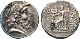 GRIECHEN. SYRIEN. Demetrius II. Nikator, 2. Regierung 129–125 v.Chr. AR Tetradrachme. Bärtiger Kopf n.r. Rs. Thronender Zeus. BMC 4,77,17 var. 15,13 g...