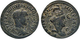 GRIECHEN. SYRIEN, SELEUCIS und PIERIA, ANTIOCHIA. Philippus II., 247–249. AE Tetradrachme. Belorb. Büste n.r. Rs. Stadtgöttin mit Mauerkrone. BMC 20, ...