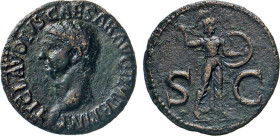 RÖMISCHES REICH. Claudius, 41–54. AE As. Büste n.l. Rs. Minerva n.r. stehend, Speer werfend. Kampm. 12.26. RIC 110. 10,23 g. ss