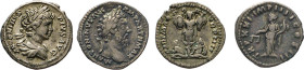 RÖMISCHES REICH. Marcus Aurelius, 161–180. AR Denar. Belorbeerte Büste n.r. Rs. Aequitas n.l. stehend. 3,31 g. Caracalla, 198–217. AR Denar. Belorbeer...