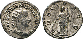 RÖMISCHES REICH. Gordianus III., 238–244. Antoninian. Providentia n.l. stehend. Kampm. 72.42. 4,65 g. vz