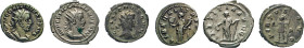 RÖMISCHES REICH. Gallienus, 254–268. AR Antoniniane. Büste n.r. mit Strahlenkrone. Rs. Liberalitas n.l. stehend, Laetitia n.l. stehend, Virtus n.l. st...