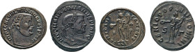 RÖMISCHES REICH. Maximianus, 286–305, 307–308, 310. AE Follis, Siscia. Belorb. Büste n.r. Rs. Genius n.l. opfernd. AE Follis, Alexandria. Belorb. Büst...