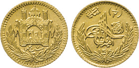 AFGHANISTAN. Amanullah, 1919–1929. ½ Amani 1925/1304. Fb. 35. 2,98 g. GOLD vz