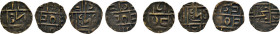 BHUTAN. Lot. 10 diverse Kupfer-½ Rupien ca. 1790 bis 1910. Vgl. KM (19. Jh) 1-15. Zus. 10 Stück ss