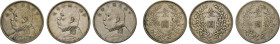 CHINA. Dollar (Yuan), Jahr 10, 1921. Dav. 225. 3 Stück ss