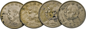 CHINA. Dollar (Yuan), Jahr 10, 1921. Dav. 225. 4 Stück mit wenig Belag. ss