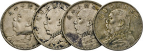 CHINA. Dollar (Yuan), Jahr 10, 1921. Dav. 225. 4 Stück mit Belag. ss