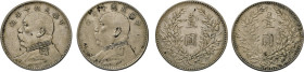 CHINA. Dollar (Yuan), Jahr 10, 1921. Dav. 225. 2 Stück mit kleinen Kontermarken. ss