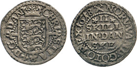 DÄNEMARK. Christian IV., 1588–1648. 2 Skilling 1618, Mzz. des Mzm. Johan Post in Kopenhagen. Wappen. Rs. *II*/ SKILL/ IN.DAN/SKE, Jahreszahlen in der ...
