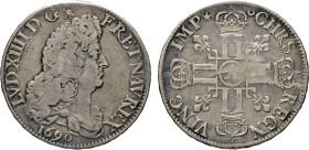 FRANKREICH. Ludwig XIV., 1643–1715. Ecu aux 8 L 1690 A. Dav. 3811. Gad. 184. fss