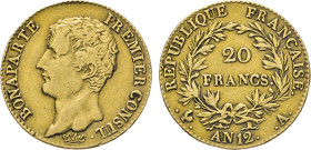 FRANKREICH. Napoleon I., 1804–1814. 20 Franc AN 12 (1803/4) A. Fb. 480. GOLD ss