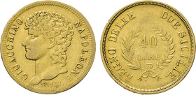 ITALIEN. NEAPEL und SIZILIEN. Joachim Murat, 1808–1815. 40 Lire 1813. Fb. 859. 12,82 g. GOLD ss