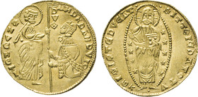 ITALIEN. Andrea Dandolo, 1343–1354. Ducato o. J. Sitzender Doge vor dem stehenden St. Markus. Rs. Christus in Mandorla. 3,46 g. Friedbg. 1221. GOLD ss...