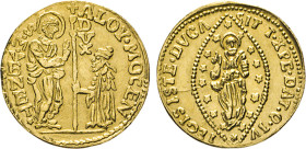 ITALIEN. Alois Mocenigo, 1570–1577. Zecchino. „ALOI•MOCEN“. Fb. 1263. 3,37 g. GOLD ss/vz