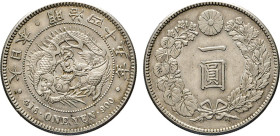 JAPAN. 1 Yen, Meiji 45, 1912. Dav. 274. J/V Q34. 26,87 g. ss-vz