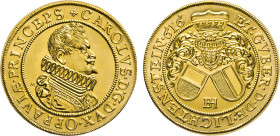 LIECHTENSTEIN. Karl I., 1614–1627. 10 Dukaten 1616 M (Genehmigte Neuprägung 1966, München). Schlumberger 14. 34,83 g. GOLD st