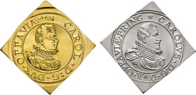 LIECHTENSTEIN. Gold-Klippe 1619 M, von den Stempeln des Guldentalers (Genehmigte Neuprägung 1966, München). Schlumberger 15. 10,05 g. Dazu Halbtalerkl...
