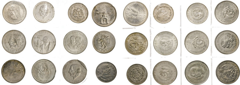 MEXIKO. Lot. 12 verschiedene Taler- u. Doppeltalergroße Silbermünzen 1908 bis 19...