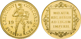 NIEDERLANDE. Beatrix, 1980–2013. Dukat 1986. Neuprägung anlässlich des 400. Jahrestages dieses Dukaten-Designs. Fb. 355. GOLD PP