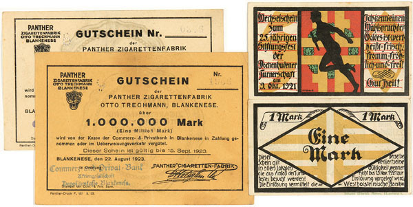 PAPIERGELD. Panther-Zigarettenfabrik Otto Trechmann. Gutschein über 1 Mio Mark v...