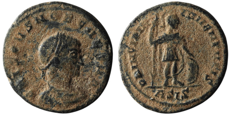 Crispus, as Caesar (AD 316-326). Siscia
AE Follis (21mm, 3,04g)