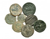 8 bronces ibéricos: ases (6) y divisores (2). Arse, Ausesken, Bilbilis, Bolskan, Carmo, Kese, Konterbia y Sekobirikes. RC/MBC-.